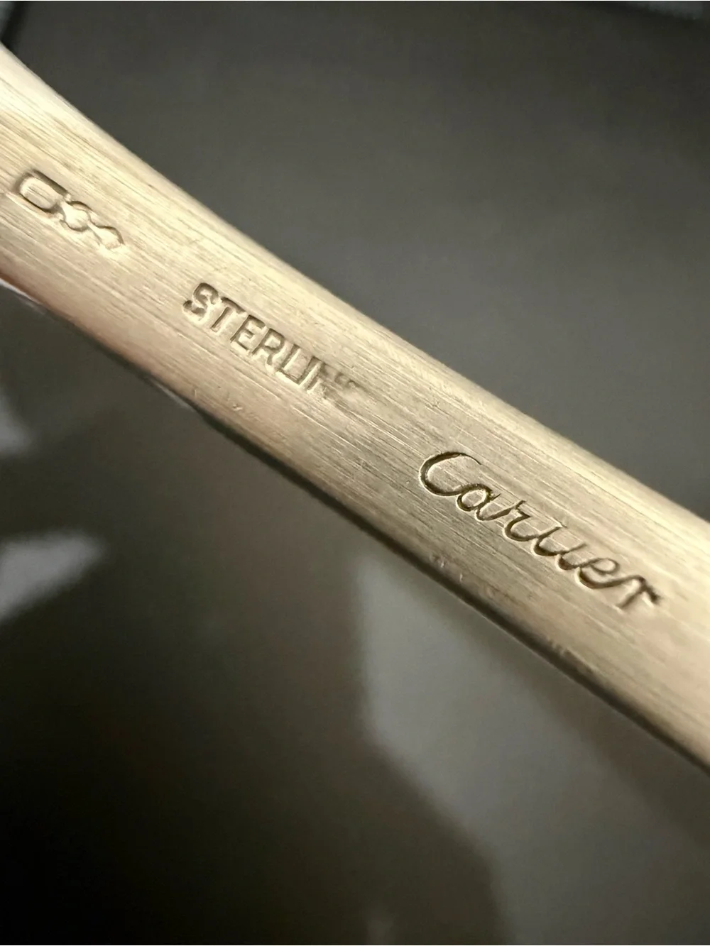 Vintage CARTIER Sterling Silver Engraved Gothic Monogram W 9” Serving Spoon 91g.
